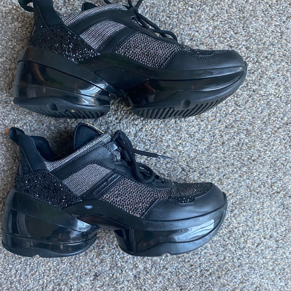 Michael Kors olympia black Glitter rhinestone Platform Sneakers
